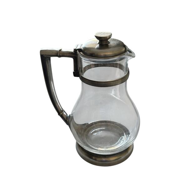 International Silver Company Hilton Hotel 6-C-201 Silver And Glass Pitcher Vtg - Picture 1 of 8